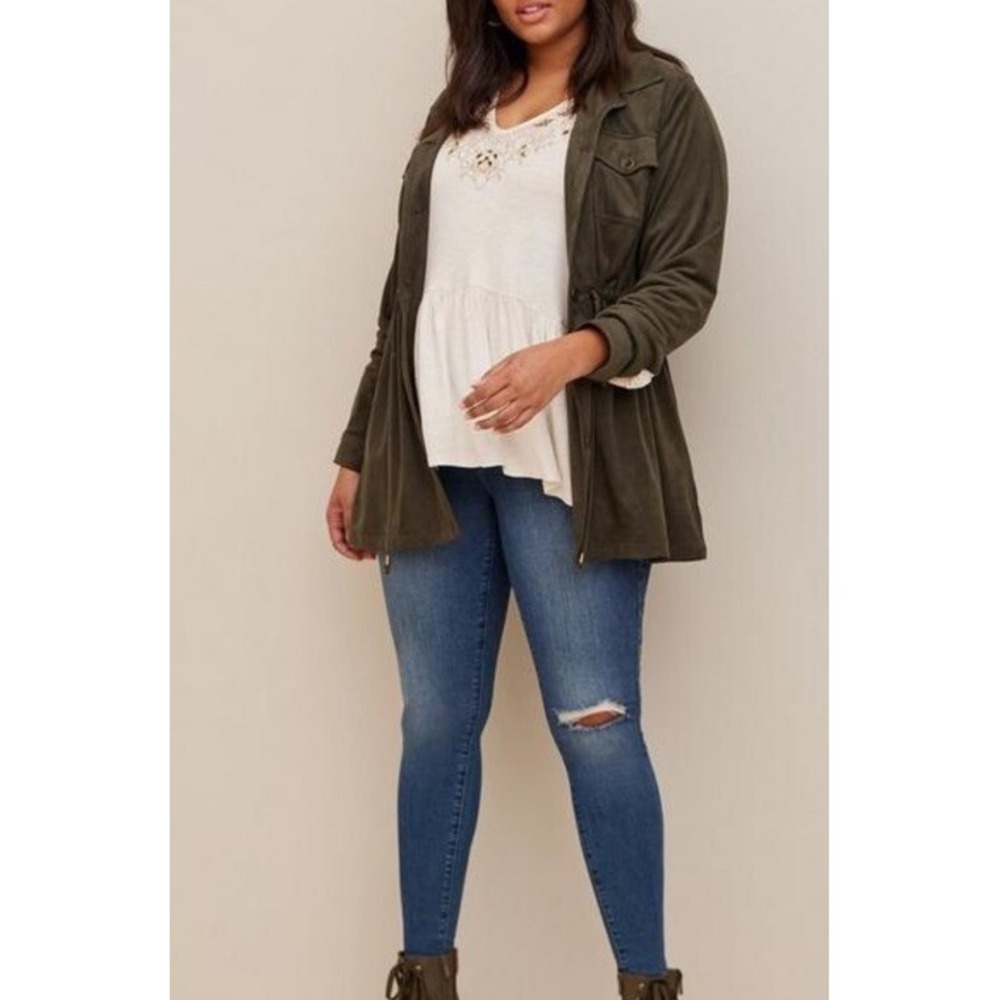 TORRID Women's Olive Plus Size‎ Faux Suede Shacket Size 6X NWT